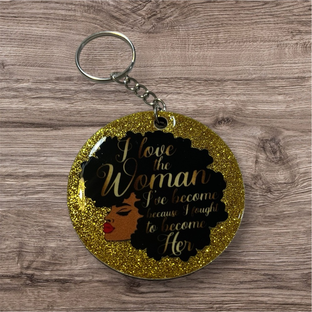 Gold Glitter Inspirational Keychain